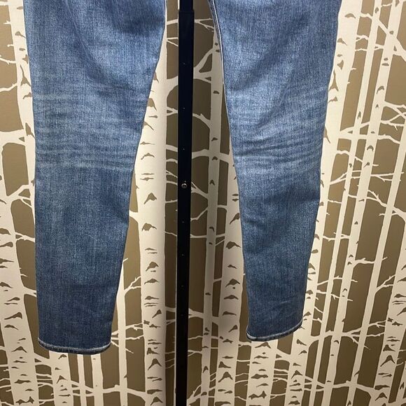 Express High Rise Embroidered Tuxedo Stripe Cropped High Rise Denim Legging / Je - Picture 10 of 11